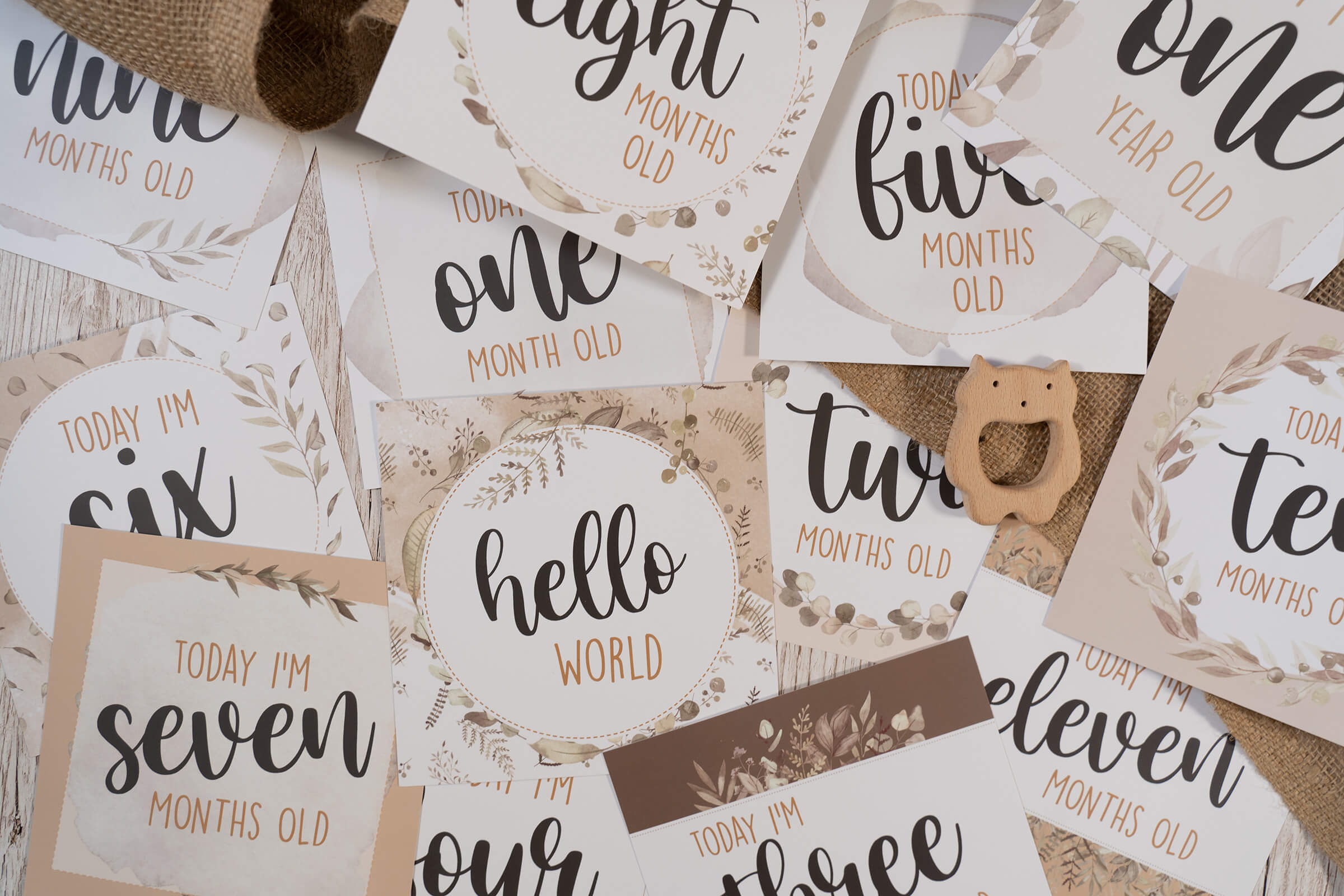 Brown Woodland Monthly Baby Milestone Cards