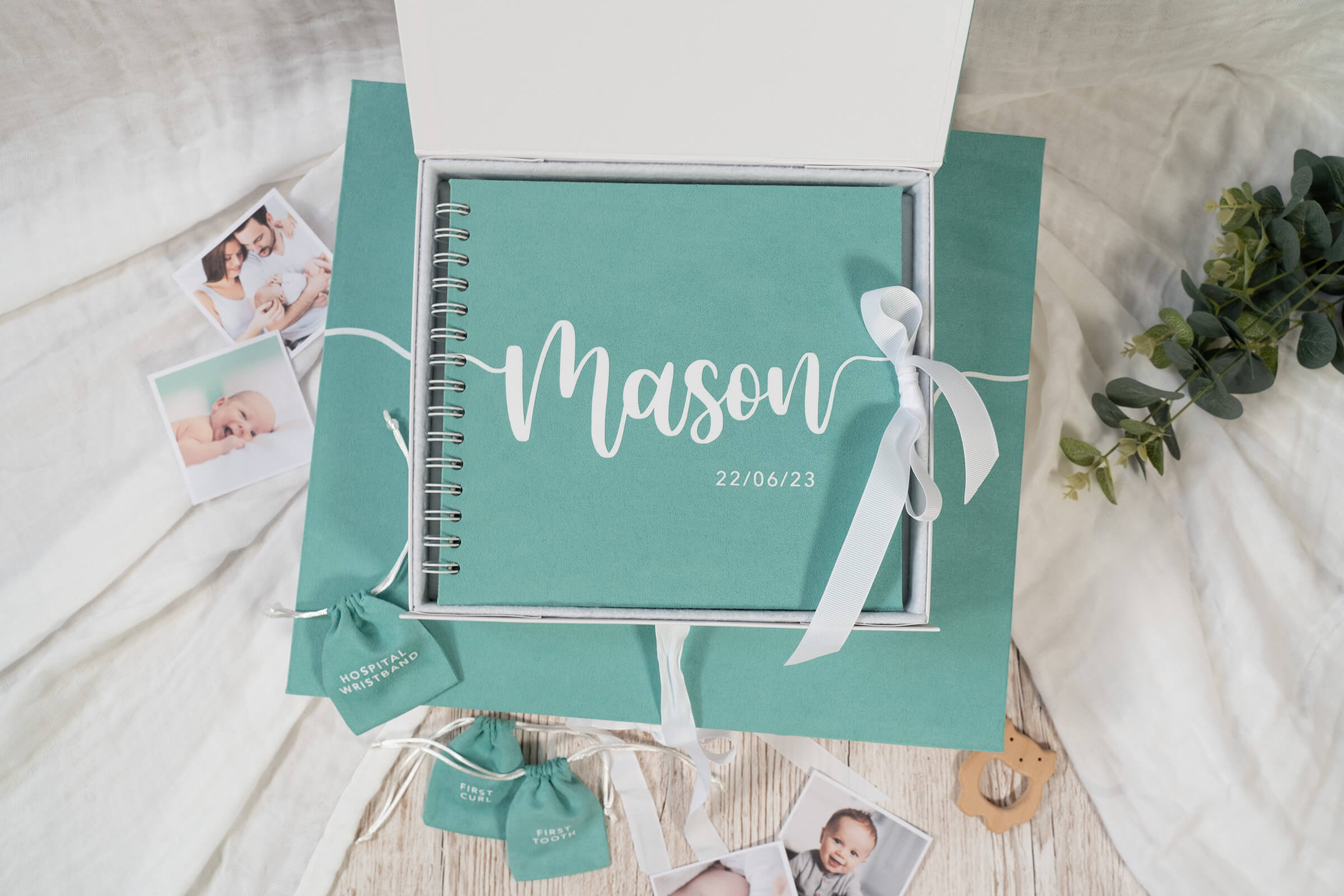 'The Story of You' Suede Baby Gift Set - Turquoise