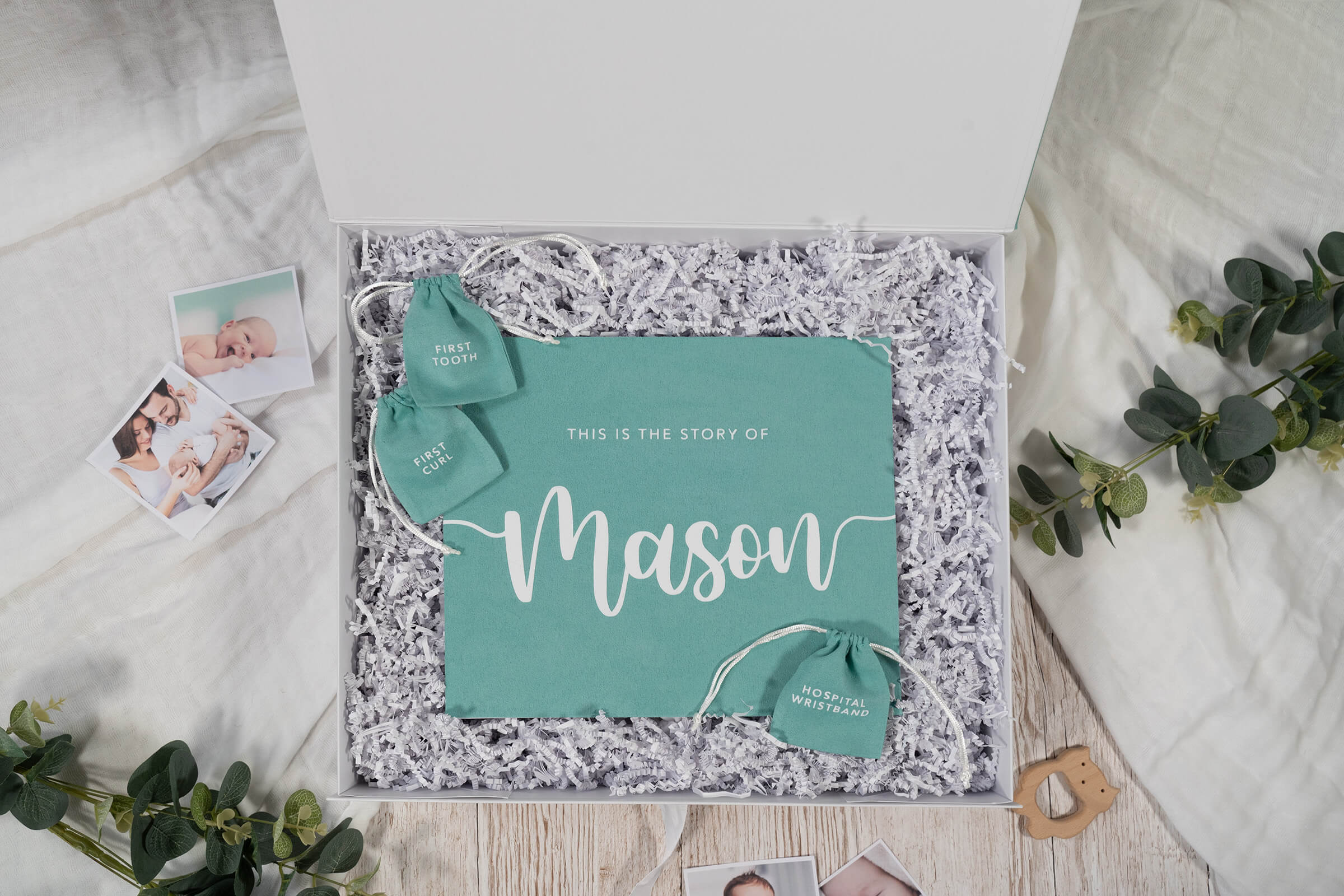 'The Story of You' Suede Baby Gift Set - Turquoise