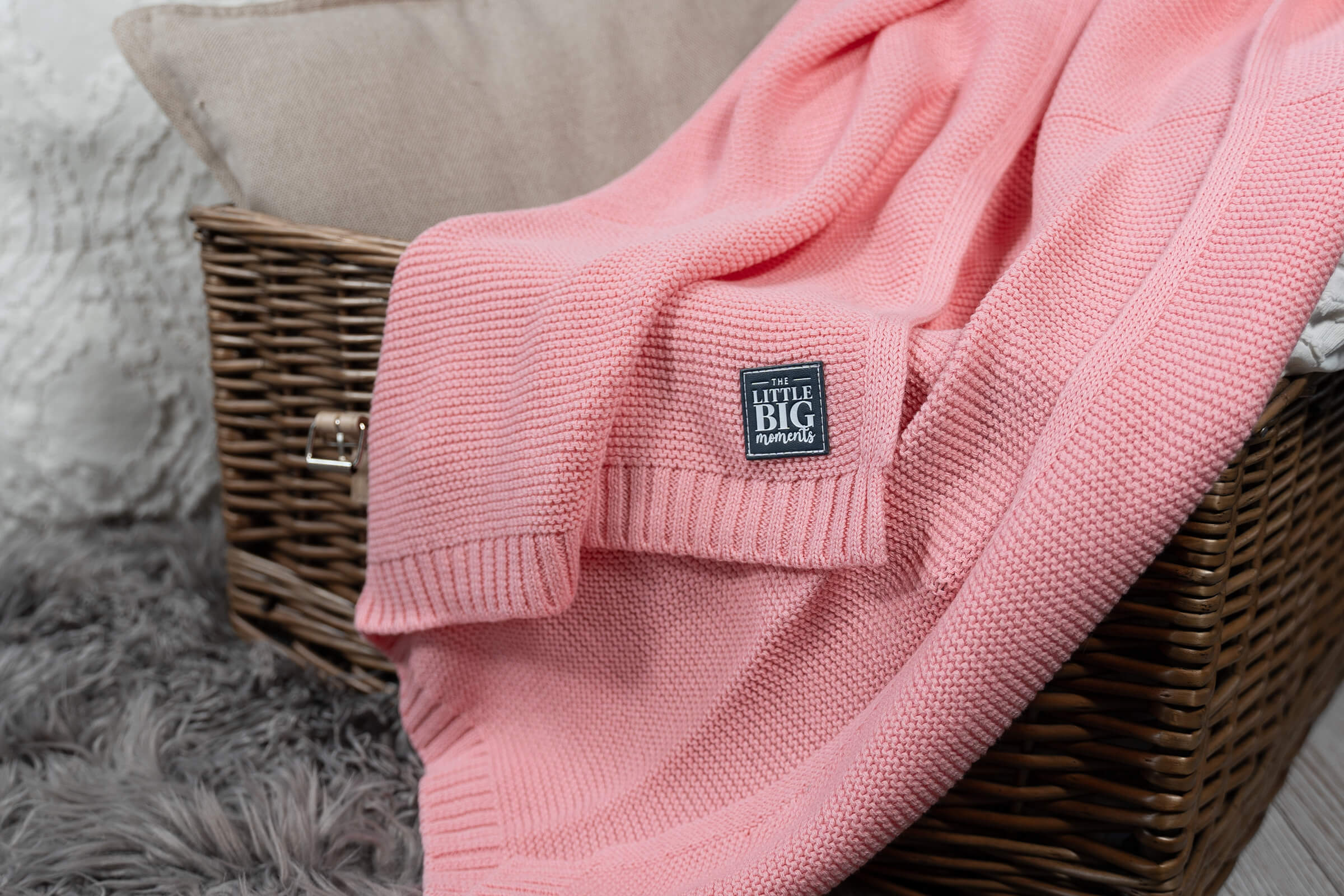 100% CottonKnit Baby Blanket - Pink
