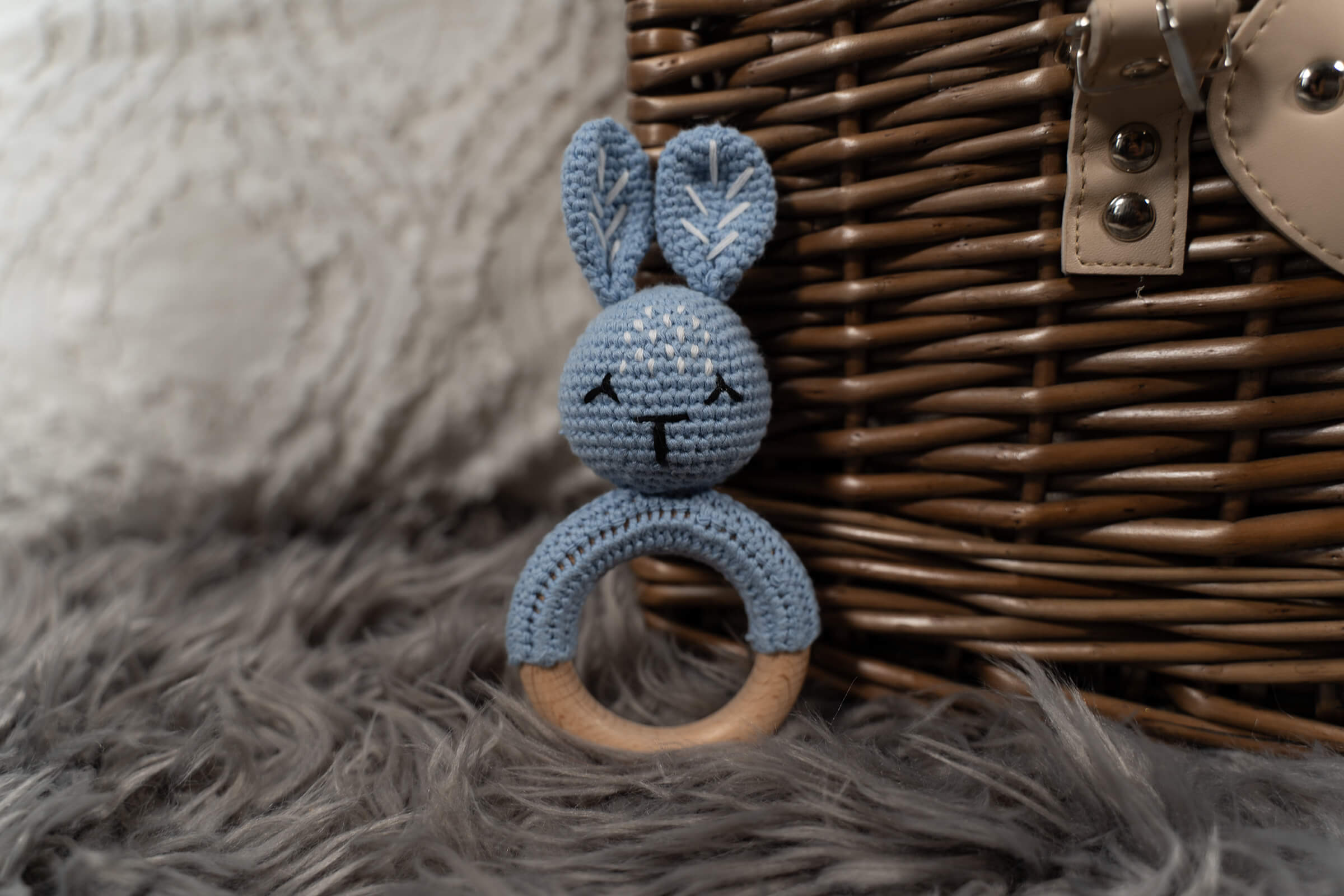 Crochet Bunny Rattle - Blue