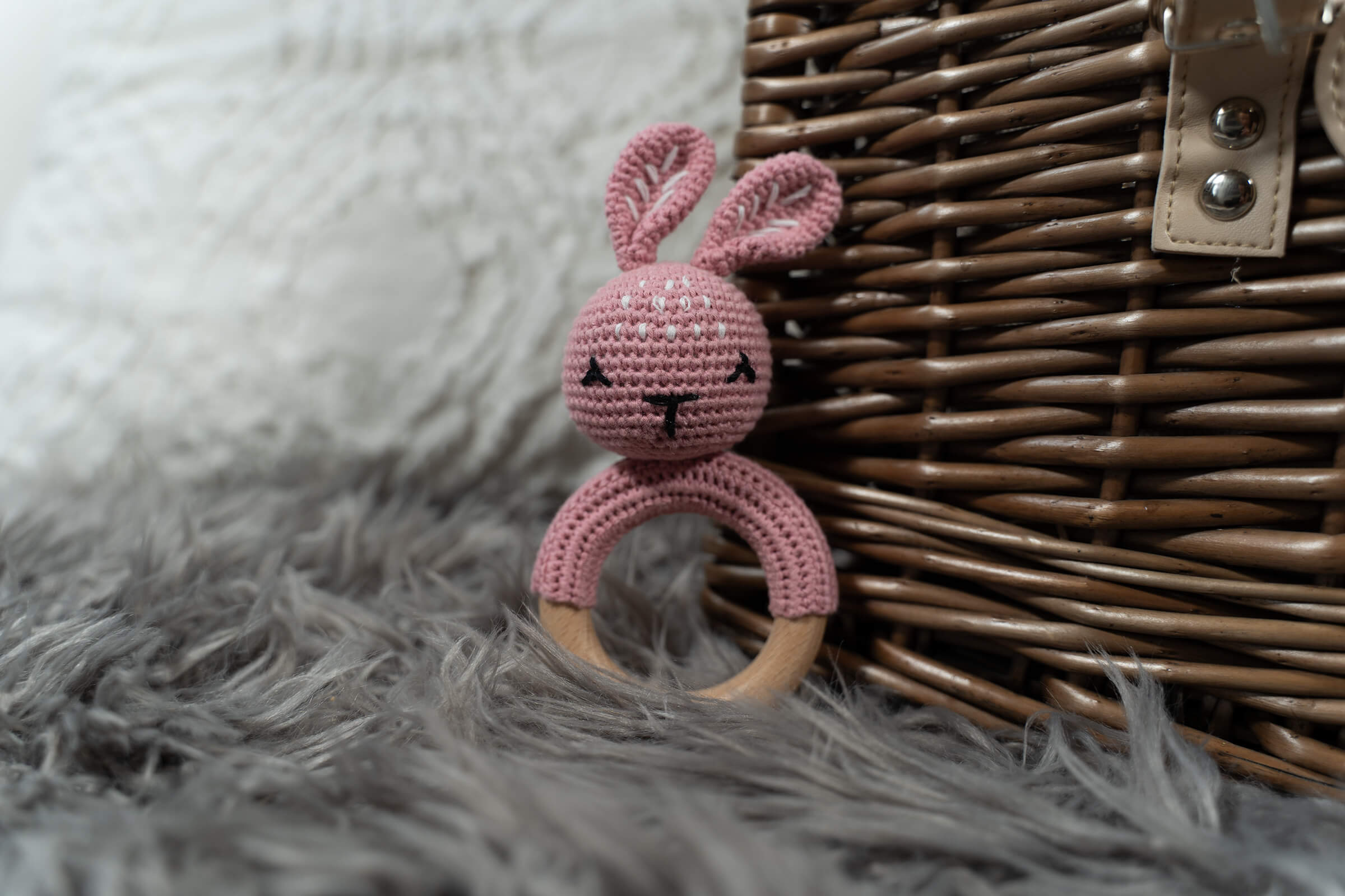 Crochet Bunny Rattle - Pink