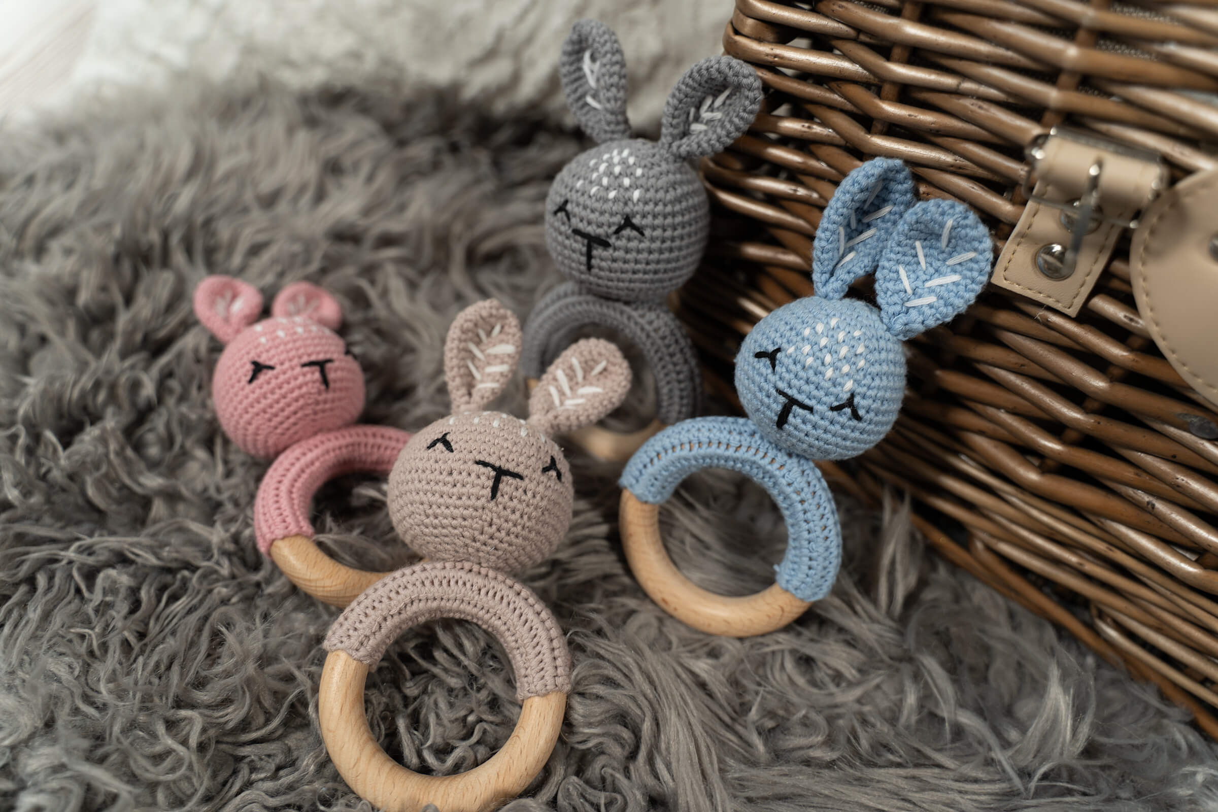 Crochet Bunny Rattle - Grey