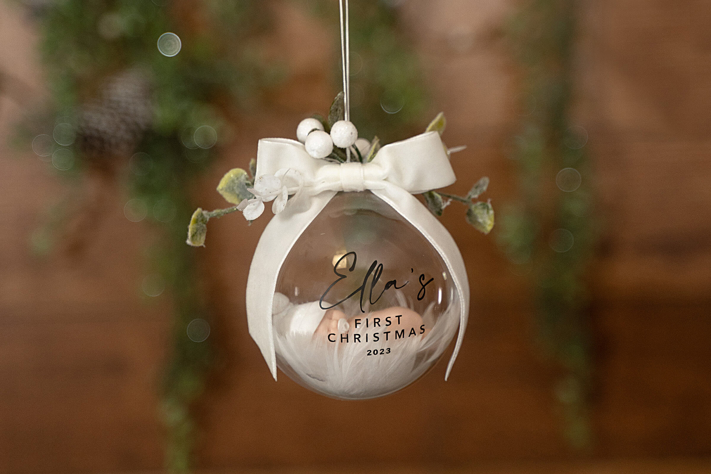 Baby's First Christmas Bauble - White