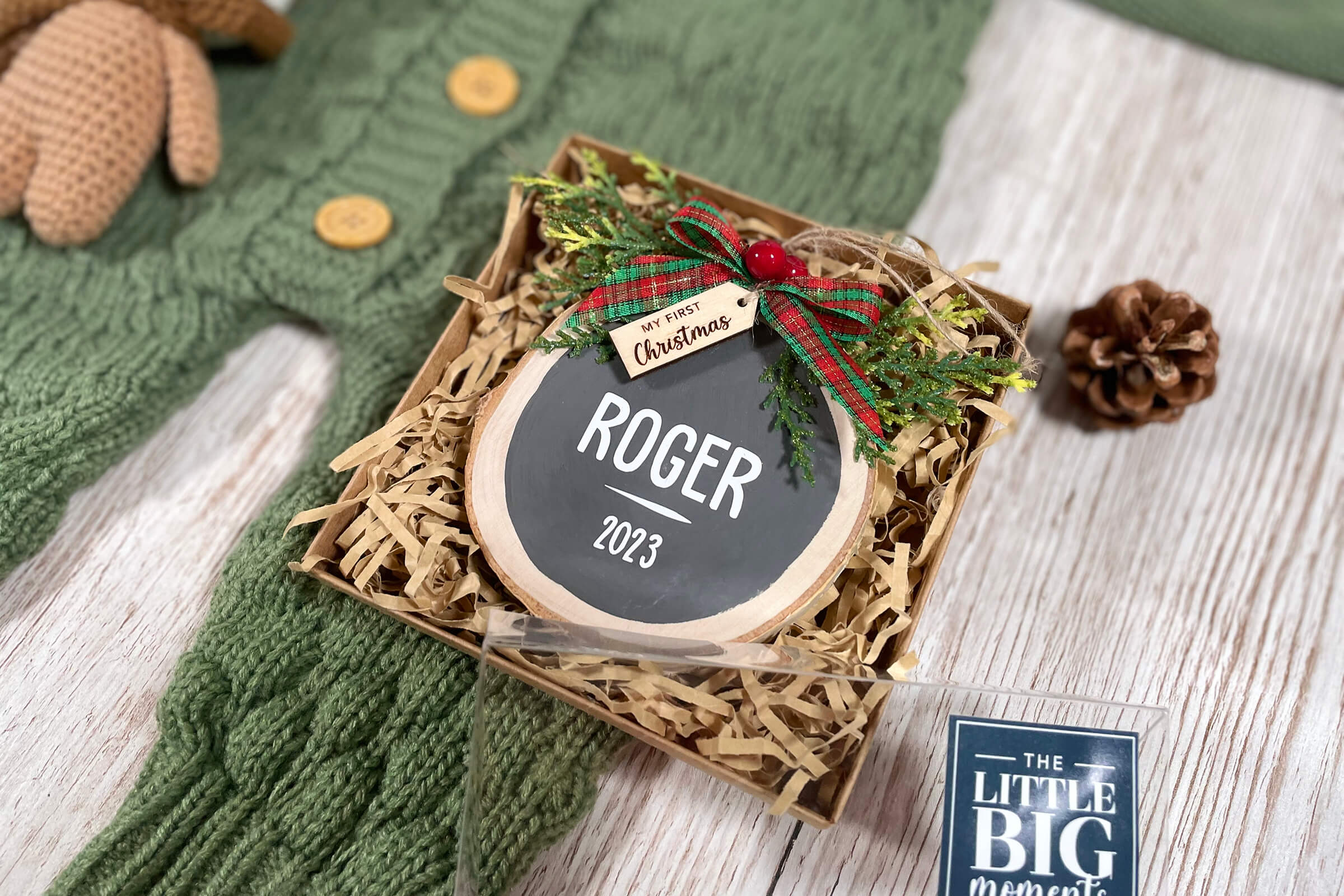'Raising You' Christmas Baby Gift Set - Beige/Green