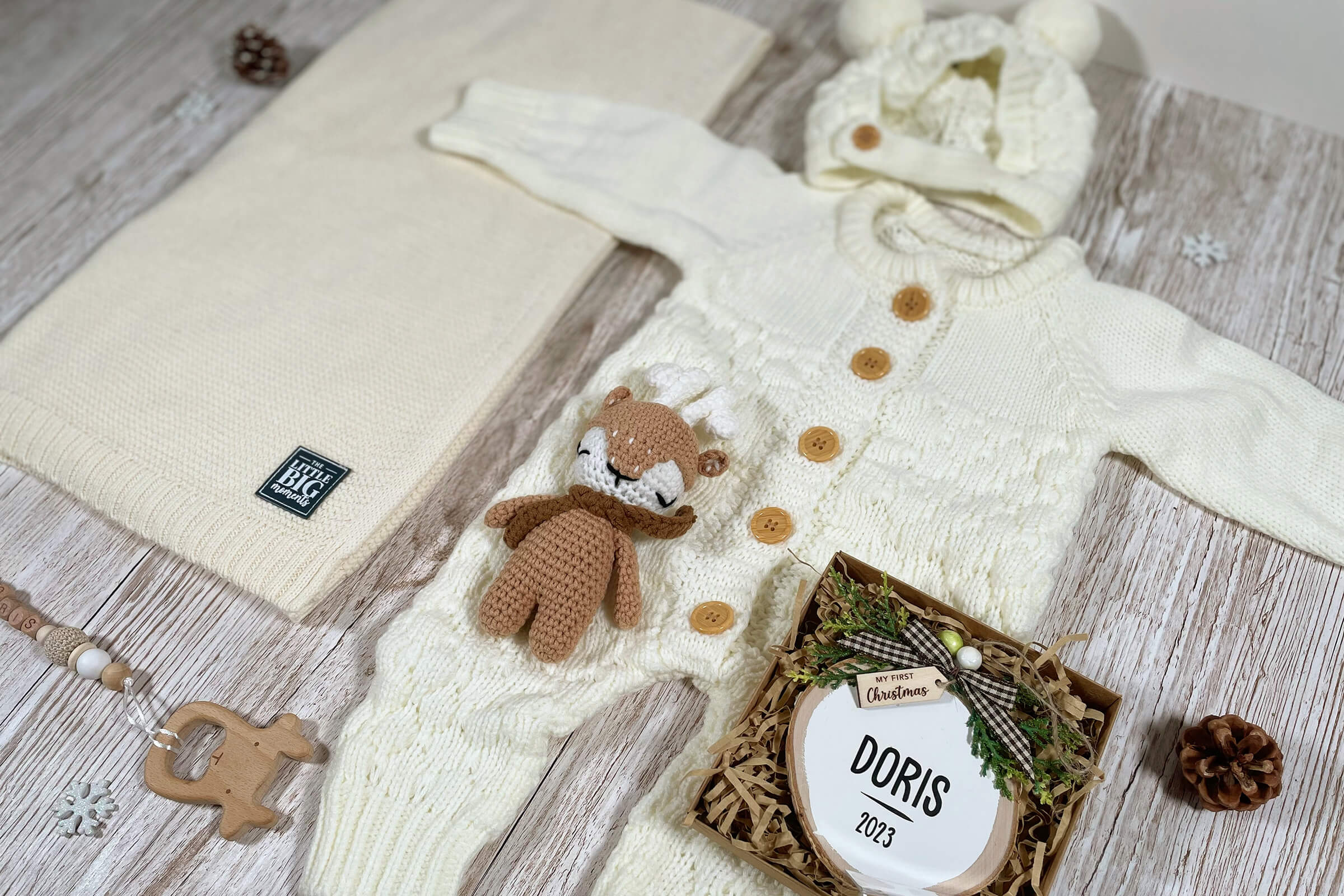 'My First Christmas' Baby Gift Set - Beige