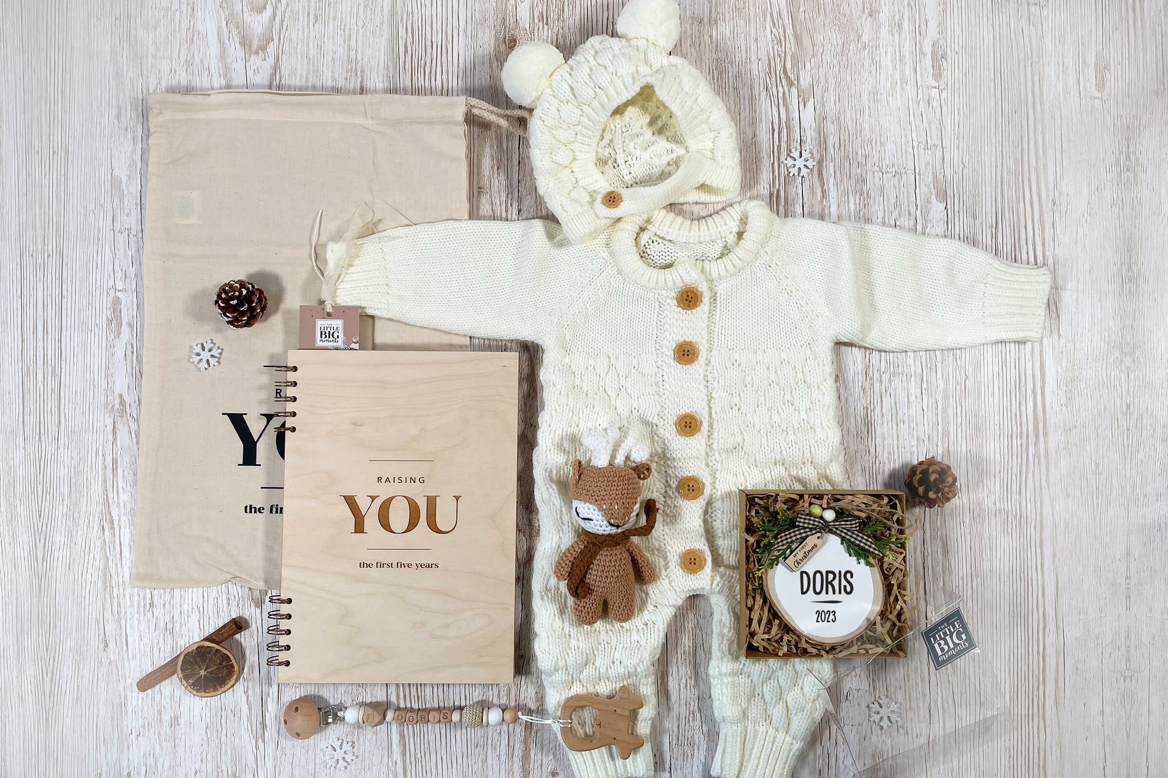 'Raising You' Christmas Baby Gift Set - Beige
