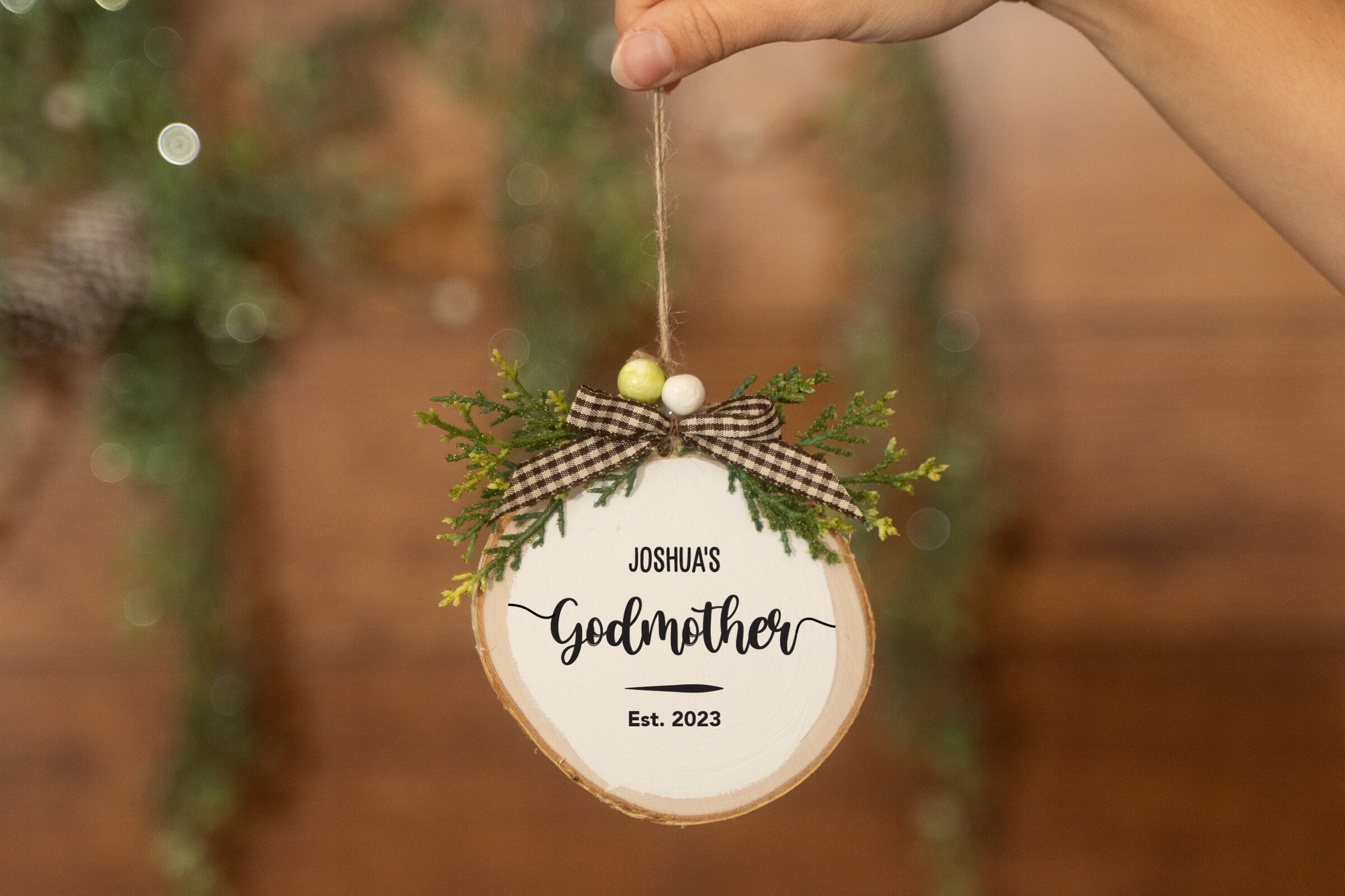 Godmother/Godfather Wooden Christmas Decoration - White