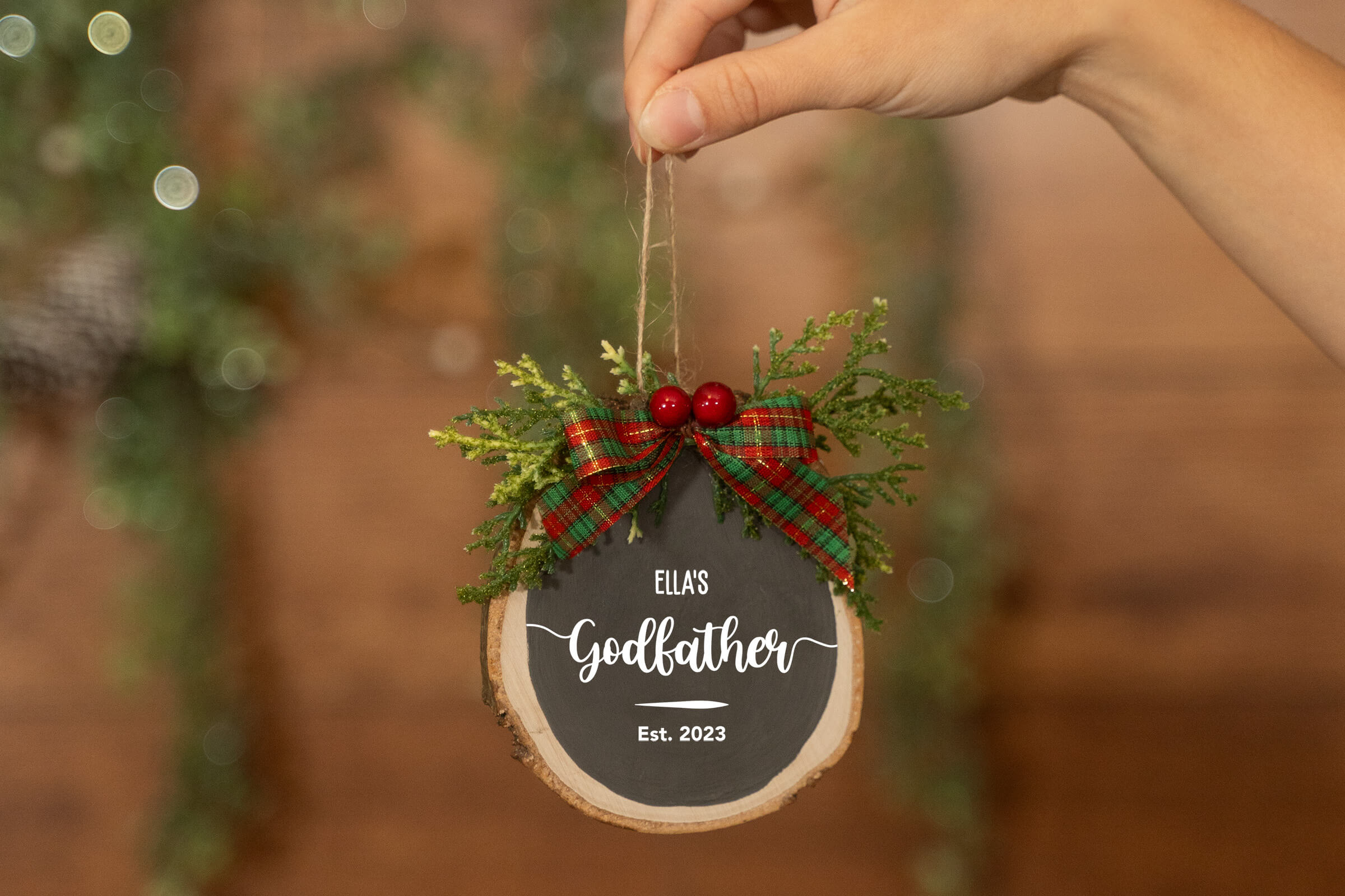 Godmother/Godfather Wooden Christmas Decoration - Black