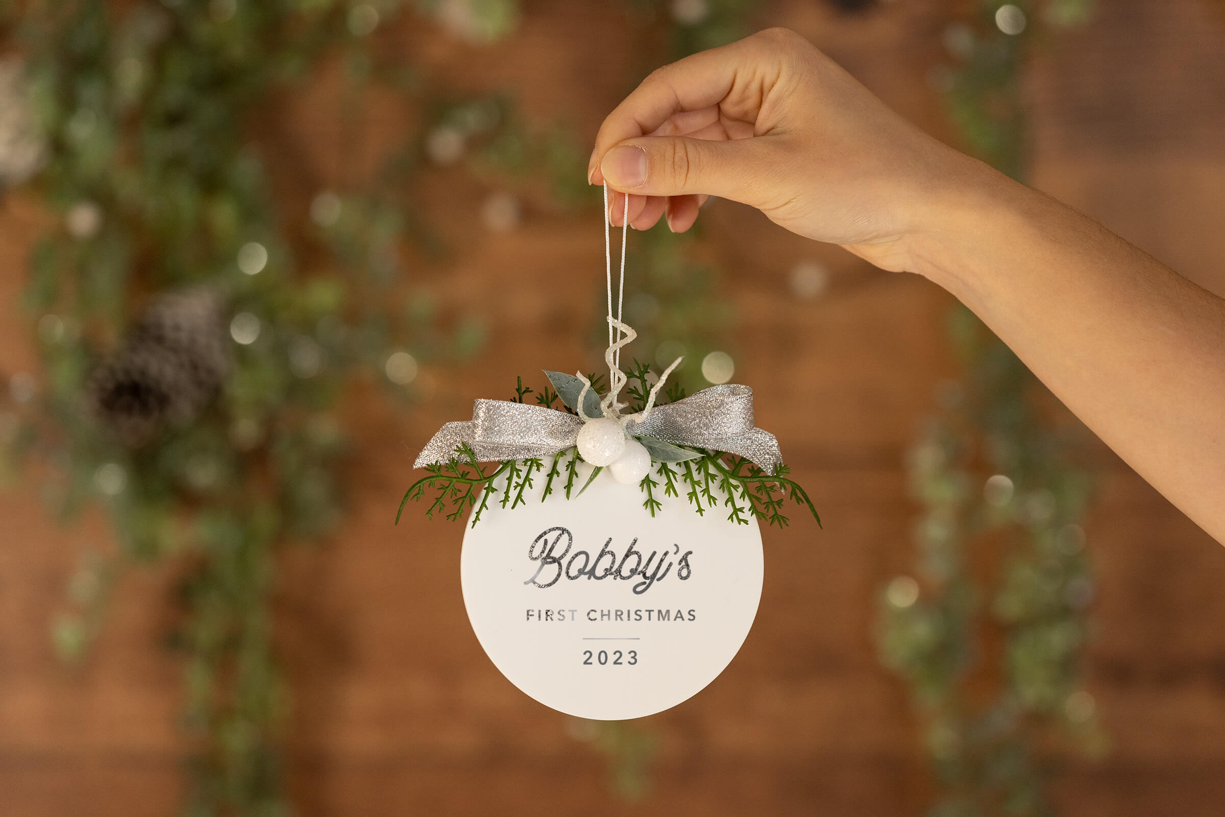Baby's First Christmas Decoration - White/Silver