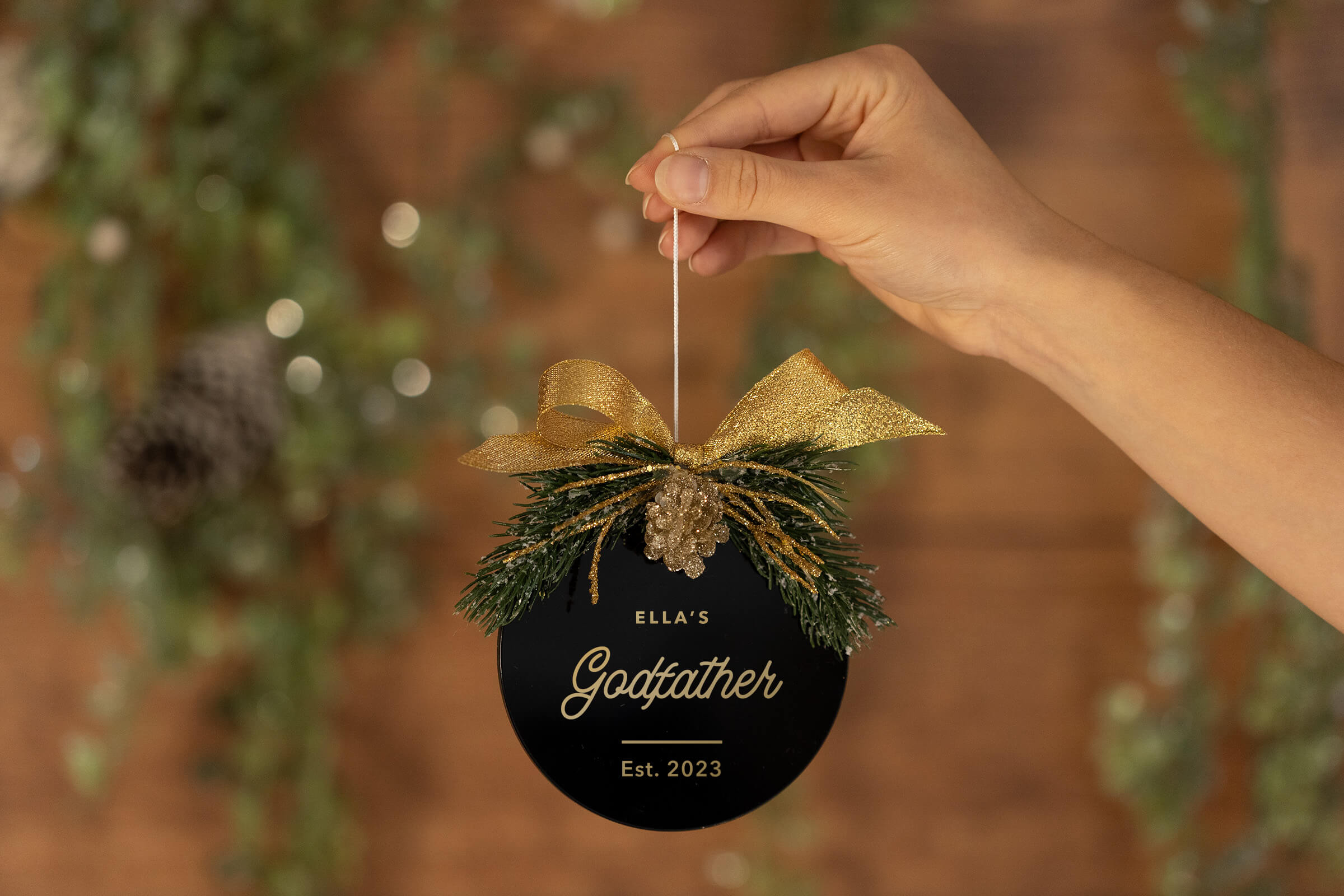 Godmother/Godfather Christmas Decoration - Black/Gold