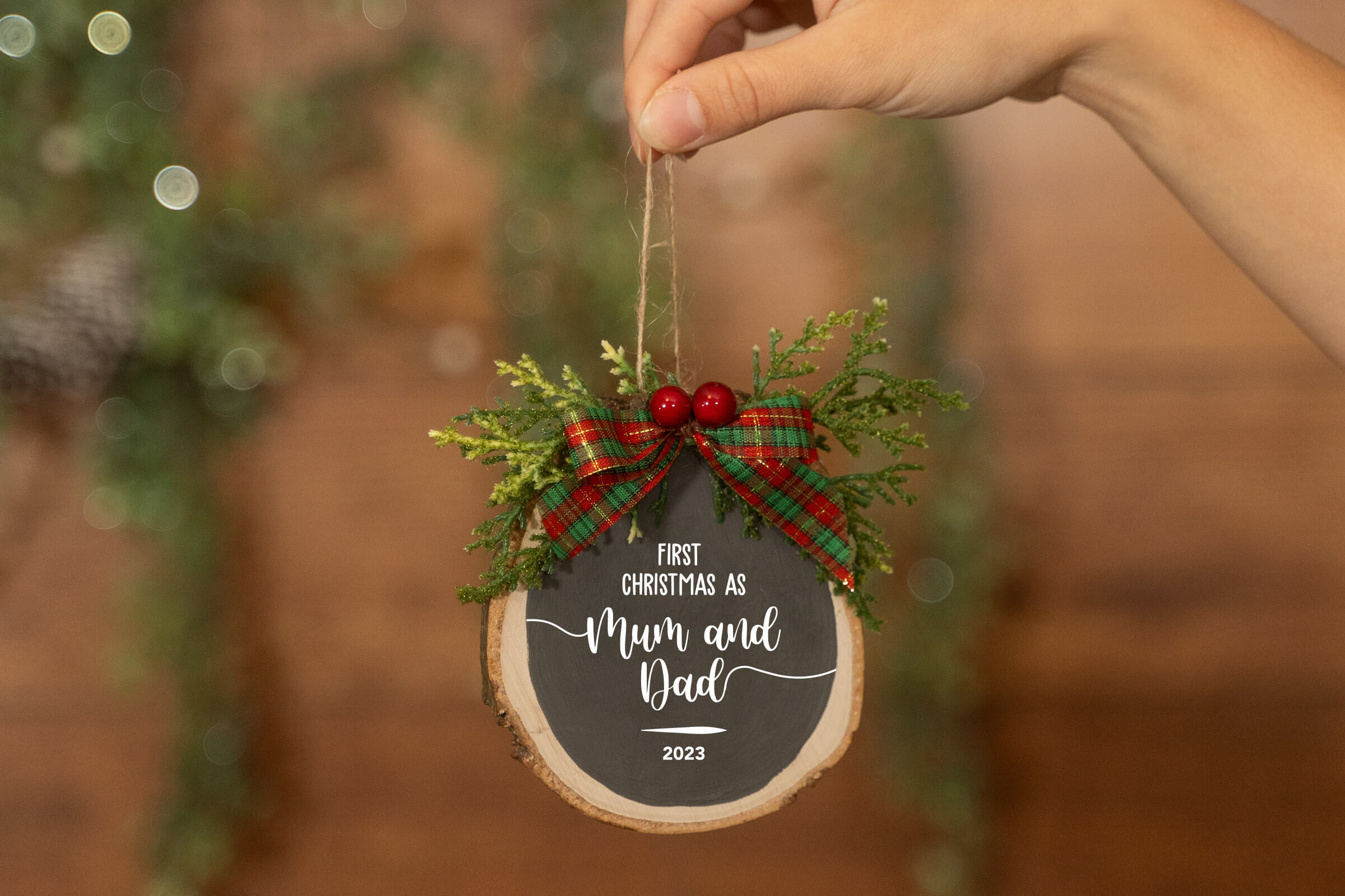 First Christmas as Mum & Dad Wooden Decoration - Black