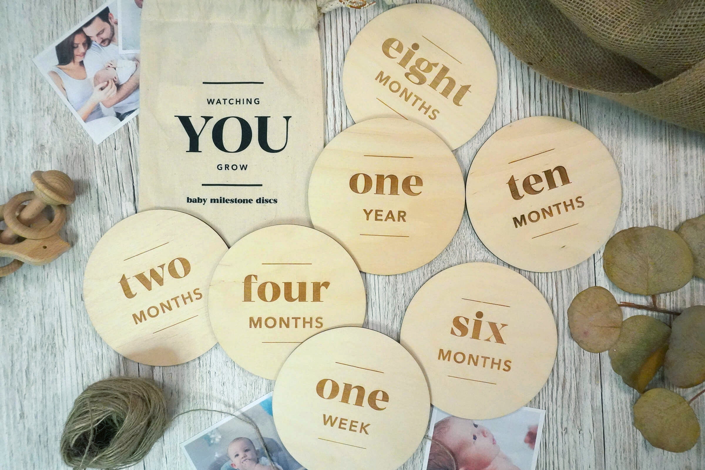 Watching You Grow - Wooden Baby Milestone Discs