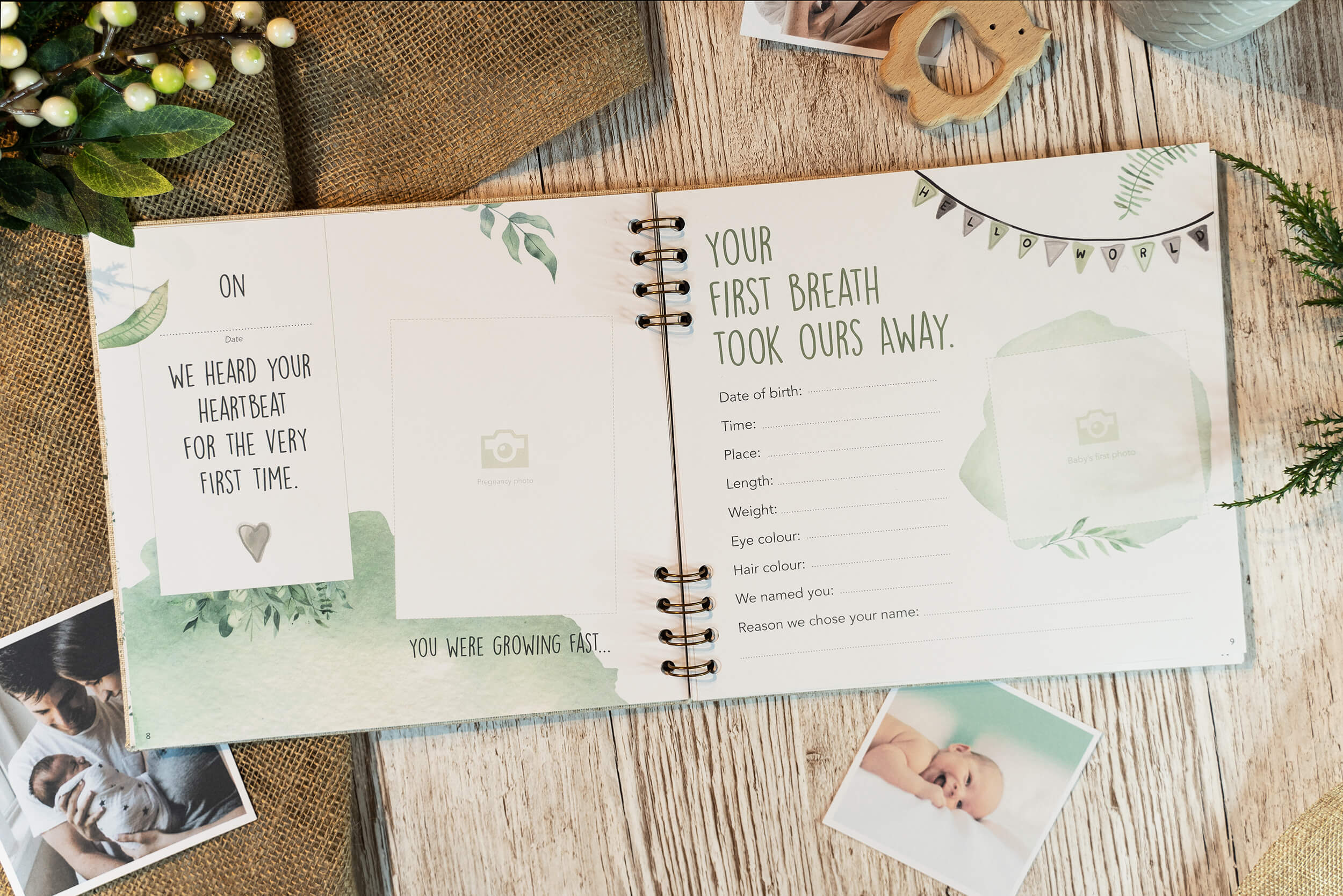 Beige Linen Baby Milestone Book