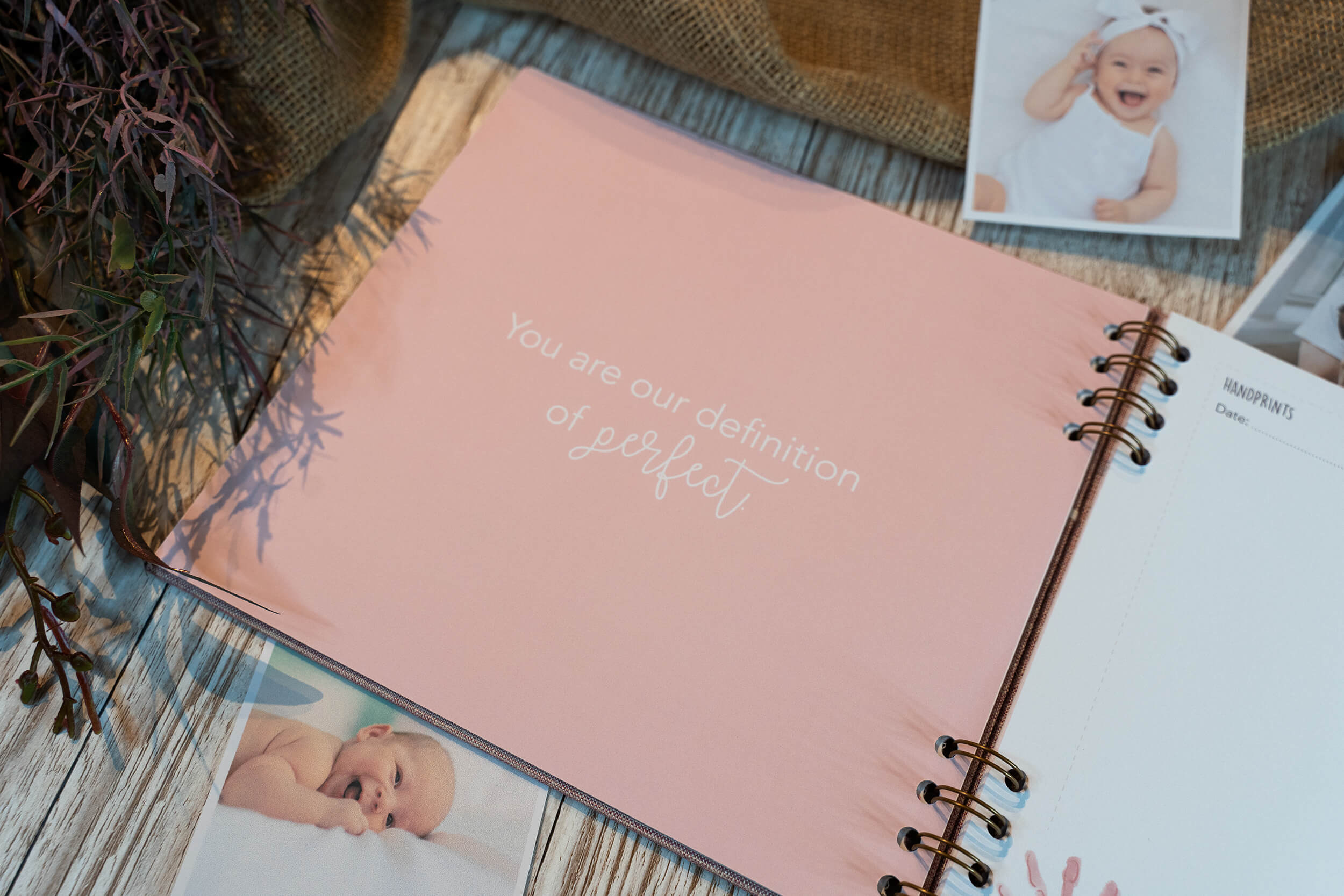 Pink Linen Baby Milestone Book