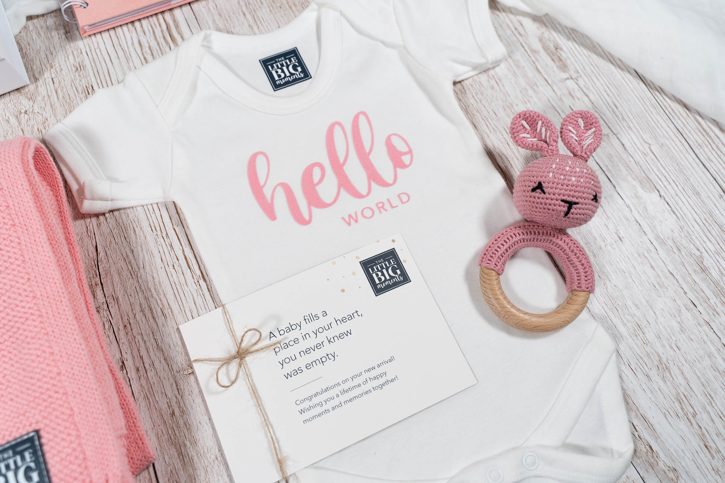 'Hello World' Premium Baby Gift Set - Coral Pink