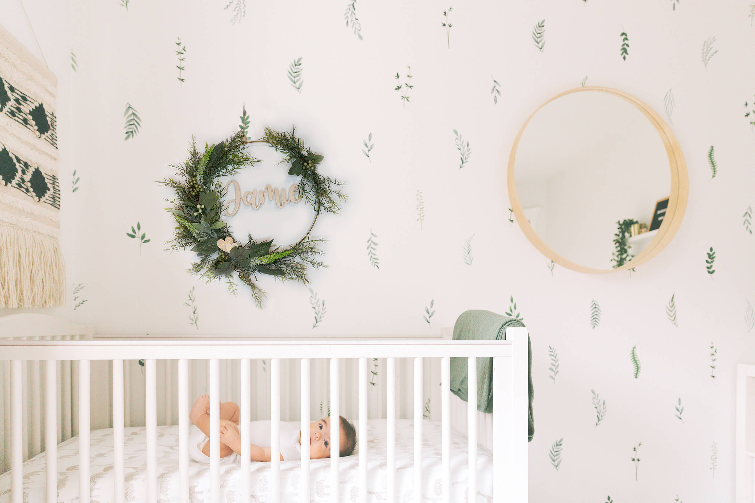 Asparagus Fern Baby Name Wreath