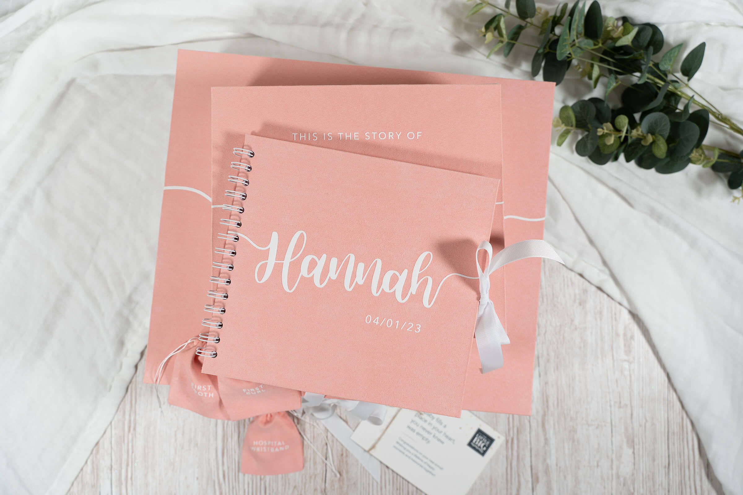 'The Story of You' Suede Baby Gift Set - Coral Pink