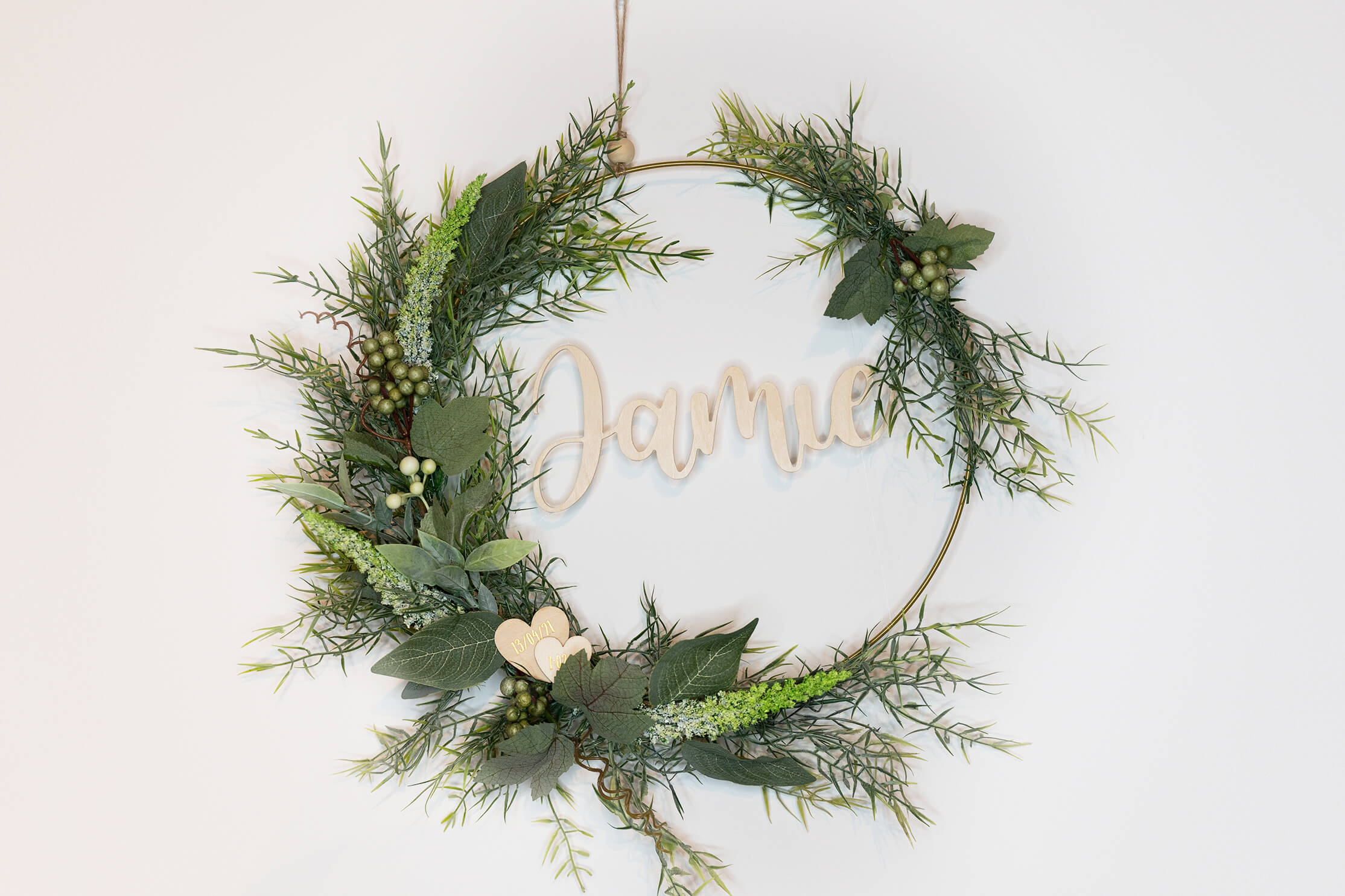 Asparagus Fern Baby Name Wreath